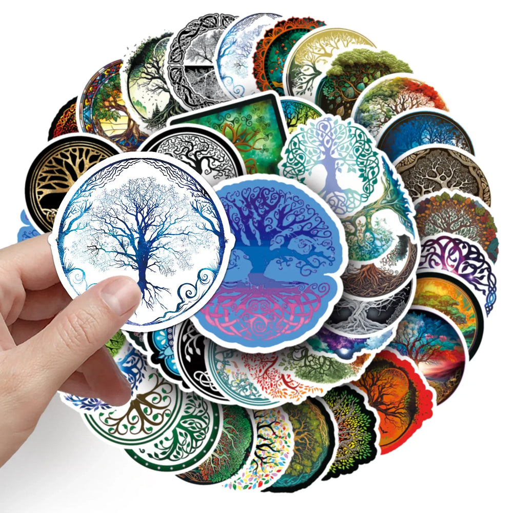 50/100Pcs INS Novelty Cute Kawaii Life Tree Series Stickers PVC Waterproof Stickers Decals For Kids Boys Girls Toys Gifts (ONLINE ORDER ONLY)