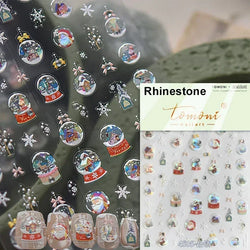 Black White Christmas Tree Snowflake Bowknot Snowman Socks Star Santa Hat Deer Rhinestone Winter Nail Art Sticker Manicure Decal (Online Order Only)