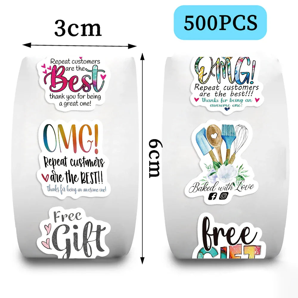 500pcs Cute Reward Stickers Roll with English Thanks Stickers for School Teacher Kids Student Stationery Stickers Kids (Online Order Only)