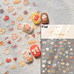 Sweet Dessert Cute Bear Cake Apple Flower Strawberry Jam Lace Line Bear Footprints Adhesive Nail Art Stickers Manicure Decals (ONLINE ORDER ONLY)