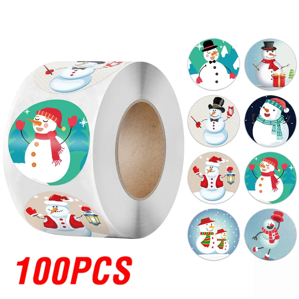100-500Pcs Merry Christmas Stickers Xmas Envelope Seal Stickers for Christmas Decoration, Wedding Party, Holiday Gift Package (ONLINE ORDER ONLY)