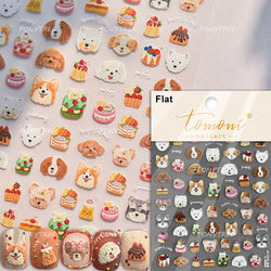 Toast Butter Brioche Bread Dim Sum Cookie Cherry Pudding Food Fork Doughnut Relief Adhesive Nail Art Stickers Manicure Decals (ONLINE ORDER ONLY)