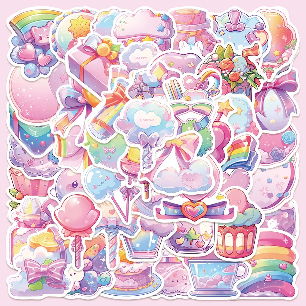 50pcs Cartoon Candy Graffiti Stickers for Helmet, Wall, DIY Decoration (Online Order Only)