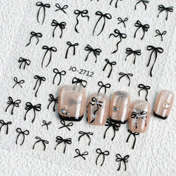 Gold Silver White Black Pink Blue Bowknot Ribbon Flat 3D Line Gird Strap Tie Elegant Charming Nail Art Stickers Manicure Decals (ONLINE ORDER ONLY)