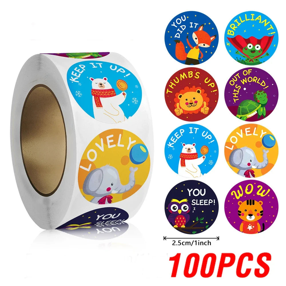 100-500pcs Reward stickers for Students Encourage Labels Scrapbooks Sticker for School Teacher Supplies Cute Self Adhesive Label (Online Order Only)