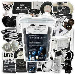 10/30/50pcs Ins Style Black White Simple Cute Stickers Aesthetic Graffiti Decoration Laptop Scrapbook Phone DIY Wall Sticker Toy (Online Order Only)
