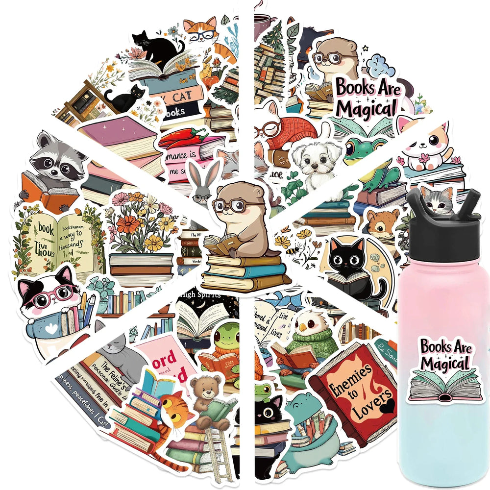 50PCS Animals Reading Stickers for Toy DIY Luggage Laptop Guitar Skateboard Phone Case Bike Car Cartoon Stickers (ONLINE ORDER ONLY)