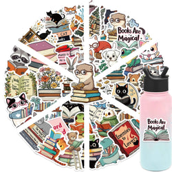 50PCS Animals Reading Stickers for Toy DIY Luggage Laptop Guitar Skateboard Phone Case Bike Car Cartoon Stickers (ONLINE ORDER ONLY)