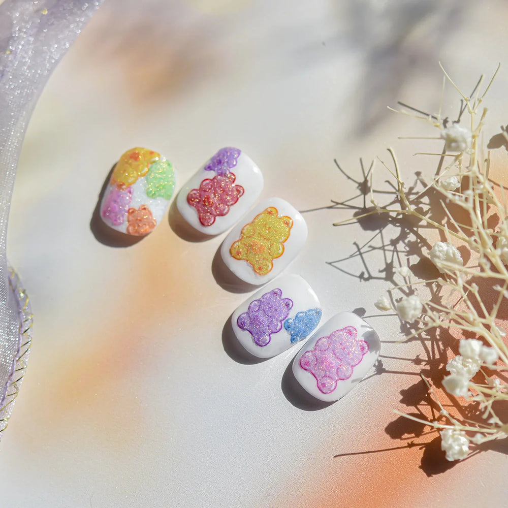 Colourful Jelly Rabbit Bunny Gummy Bear Cute Lollipop Soda Water Candy Snack Pudding Star Heart Nail Art Stickers Manicure Decal (ONLINE ORDER ONLY)
