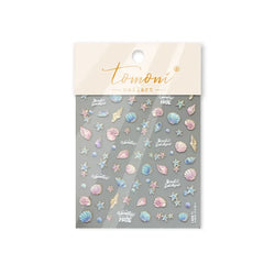 Hot Stamping Laser Shell Conch Starfish Pearl Whale Coral Dolphin Summer Beach Sea Wave Jellyfish Bubble Nail Art Stickers Decal (ONLINE ORDER ONLY)