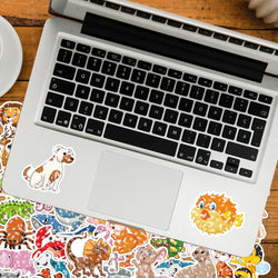 10/30/50/100PCS Cool Holographic Kawaii Animal Stickers Scrapbook Suitcase Phone Laptop Bike Guitar DIY Waterproof Toys Decals (ONLINE ORDER ONLY)