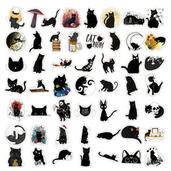 10/30/50/100PCS Cartoon Black Cat Stickers Scrapbook Phone Guitar Laptop Luggage Cool Waterproof Sticker Children Classic Toy (Online Order Only)