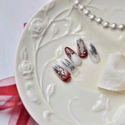 Retro Candlestick Holder Rose Rambler Birdcage Photo Frame Lace Self Adhesive Nail Art Sticker Charm Rhinestone Manicure Decal (Online Order Only)