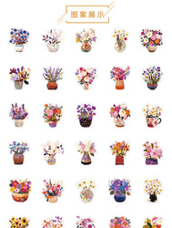 10/30/54PCS Hand Painted Flowers Stickers Flowers in Cup DIY Toy Potted Plants Sticker Laptop Phone Guitar Car Bike Skateboard (ONLINE ORDER ONLY)