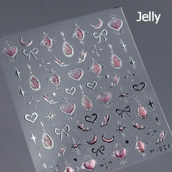Flat Small Pink Brown Halo Dyeing Love Heart Geometric Leopard Shiny Jelly Chic Embossed Relief Nail Art Stickers Manicure Decal (Online Order Only)