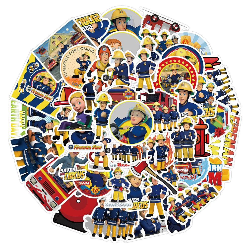 Fireman Sam Cartoon Stickers 10/30/50PCS for Kids - Laptop, Luggage, Skateboard Decals (Online Order Only)