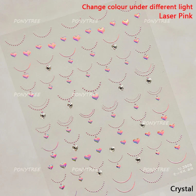French Lines Gemstone Necklace Gilding Light Luxury Pearl Self Adhesive Nail Art Decorations Stickers Manicure Decals Wholesale (ONLINE ORDER ONLY)