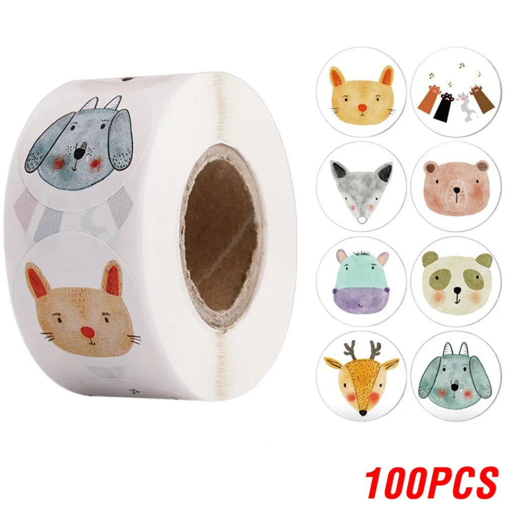 100-500pcs Cartoon Animal Children Sticker Label Thank You Cute Toy Game Sticker DIY Gift Sealing Label Decoration Supplies (Online Order Only)