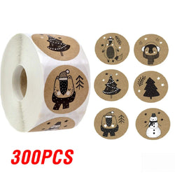 100-500Pcs Gold Snowflake Christmas Stickers Candy Bag Envelopes Sealing Label Christmas Gifts Box Decorations Sticker (ONLINE ORDER ONLY)