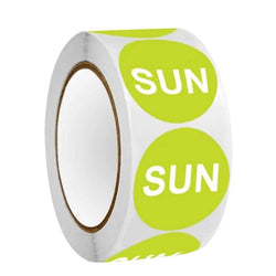 500Pcs/1 Rolls 2.5cm Packaging Weekly Stickers English Color Date From Monday to Sunday Stationery Sticker (ONLINE ORDER ONLY)