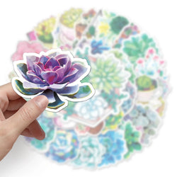 50pc Cute Succulent Cartoon Stickers for Laptop, Guitar, Skateboard, Suitcase Decoration (Online Order Only)