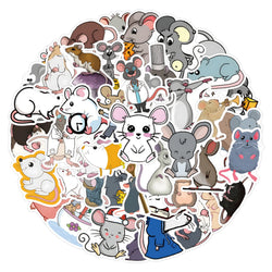 Kawaii Rat Stickers Cute Animal Decals Cartoon Graffiti for Luggage Laptop Guitar Car Bike Decoration (Online Order Only)