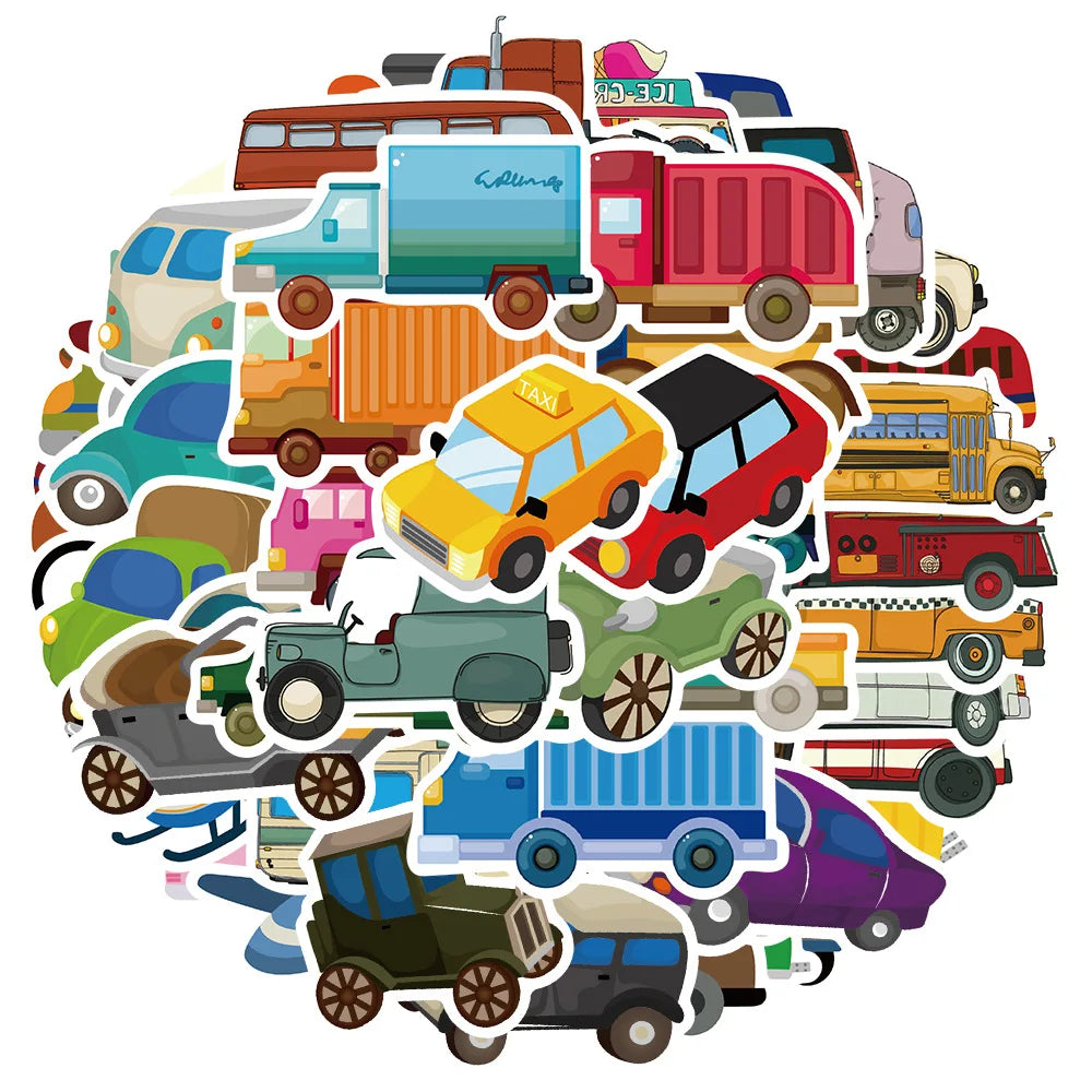 Cartoon Car Stickers 10/30/51Pcs for Suitcase, Skateboard, Laptop, Luggage, Phone, Car DIY Decals (Online Order Only)