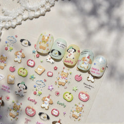 Fruits Apple Strawberry Animals Bear Dog Party Dream Flower Bone Rain Self Adhesive Nail Art Decoration Sticker Manicure Decals (Online Order Only)