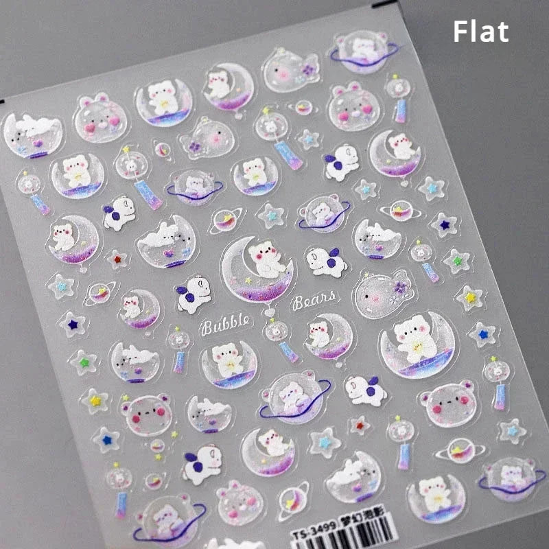 Lovely Dog Puppy Dream Heart Flower Star Pizza Food Sugar Skewers Strawberry Desserts Adhesive Nail Art Stickers Manicure Decals (Online Order Only)