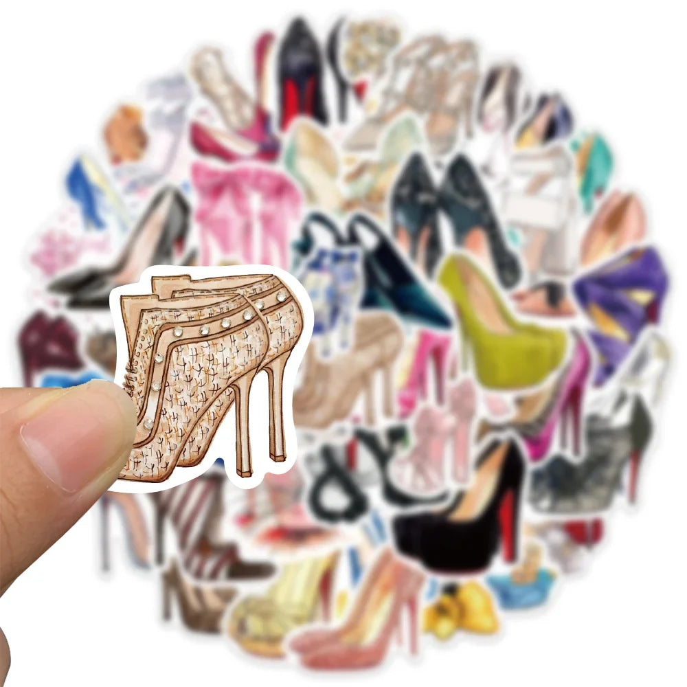 10/50Pcs Fashion Princess High Heels Graffiti Stickers Cartoon Decals Laptop Phone Diary Notebook Decoration Sticker for Girl (ONLINE ORDER ONLY)
