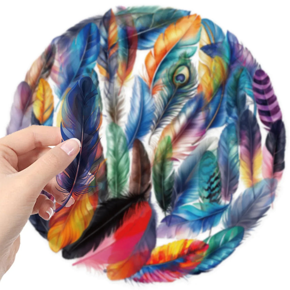 Feather Cartoon Stickers Transparent Decals for Scrapbook, Laptop, Guitar, Car, Bike, Skateboard (Online Order Only)
