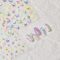 Dreamy Moon Star Cloud Butterfly Starrylight Rhinestone 5D Soft Embossed Relief Nail Art Sticker 3D Decal Decoration Manicure (ONLINE ORDER ONLY)