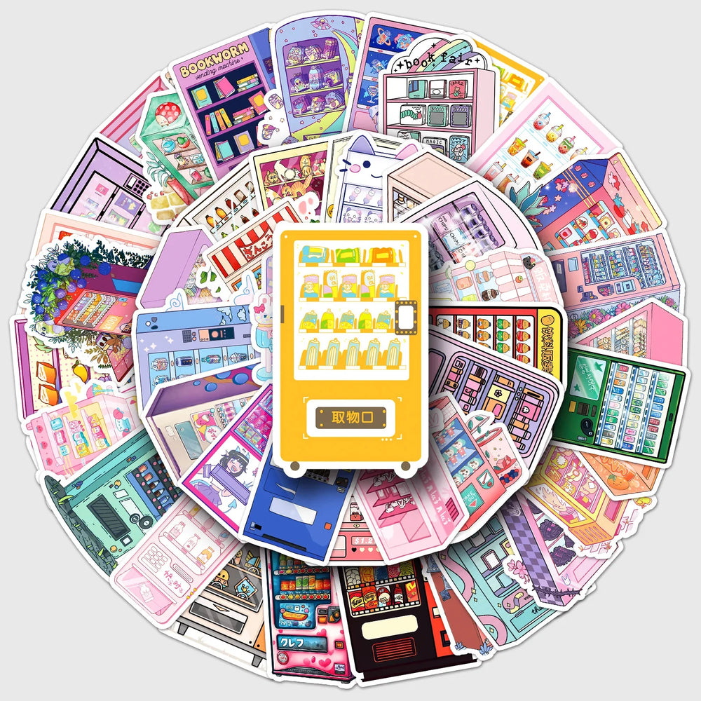 50Pcs Cartoon Waterproof Vinyl Stickers for Vending Machines, Skateboards, Snowboards, Home Decor (Online Order Only)