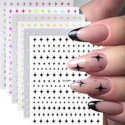 1Sheet Laser Star Nail Stickers 3D Metallic Mirror Gold/Silver Irregular Star Manicure Decals Y2K Self Adhesive Nails Decoration (ONLINE ORDER ONLY)