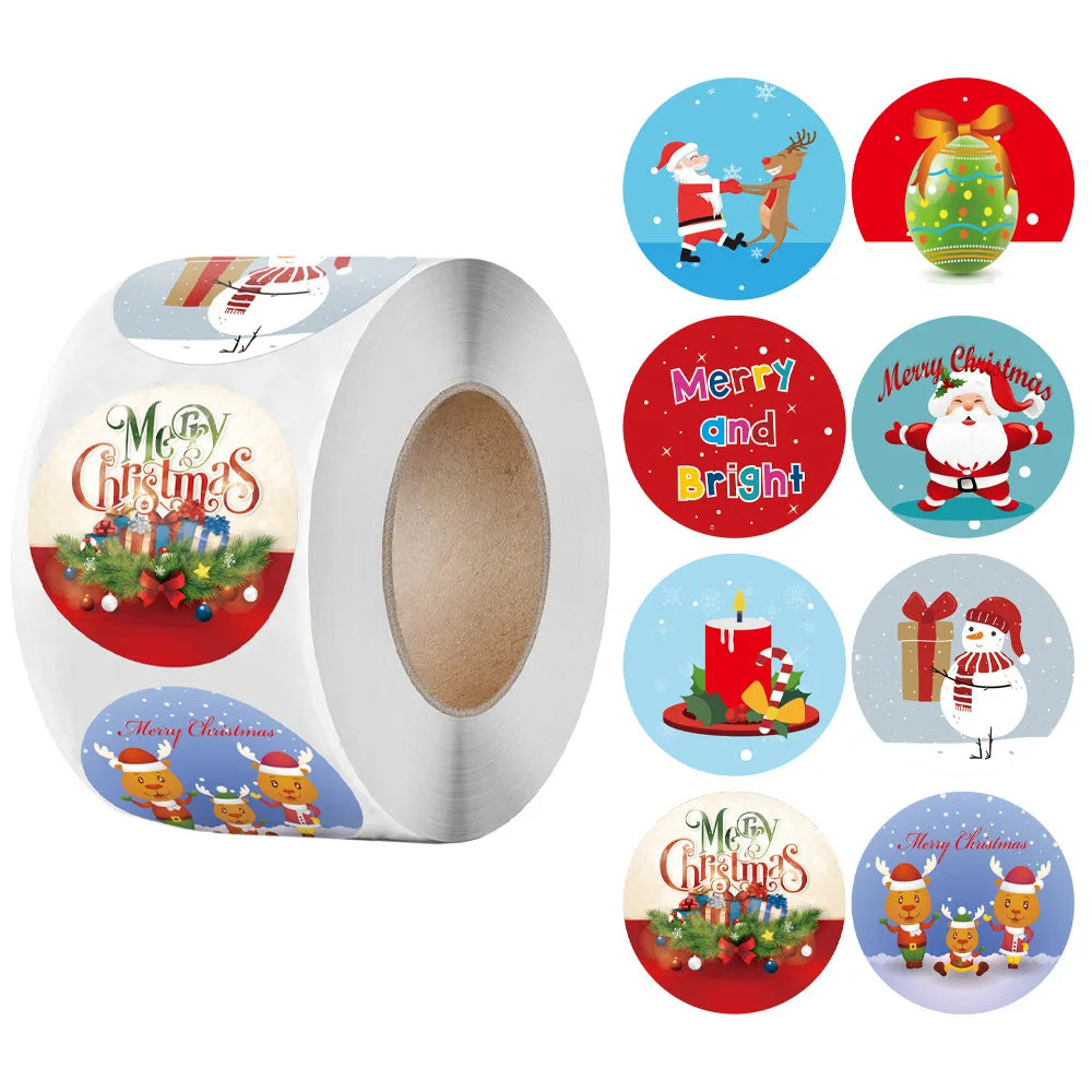 100-500Pcs New Merry Christmas Stickers Gift Packaging Seal Labels for New year decor, Greeting cards, Candy bags Stickers (ONLINE ORDER ONLY)