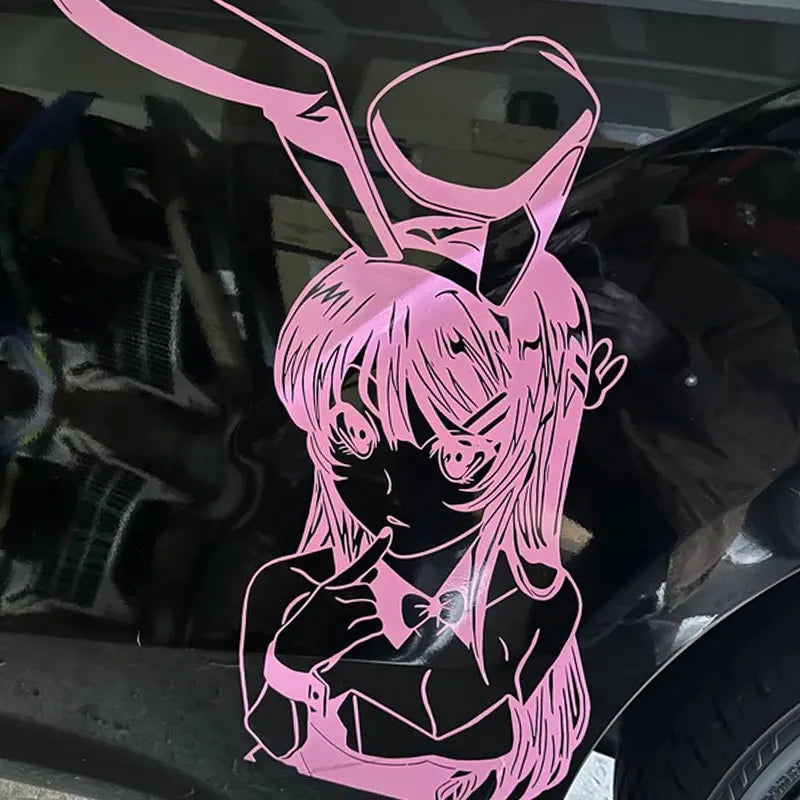 Anime Sticker Rabbit Girl For Car Stickers Decoration Window Door Rear Windshield External Accessories Die Cutting Vinyl Decals (ONLINE ORDER ONLY)
