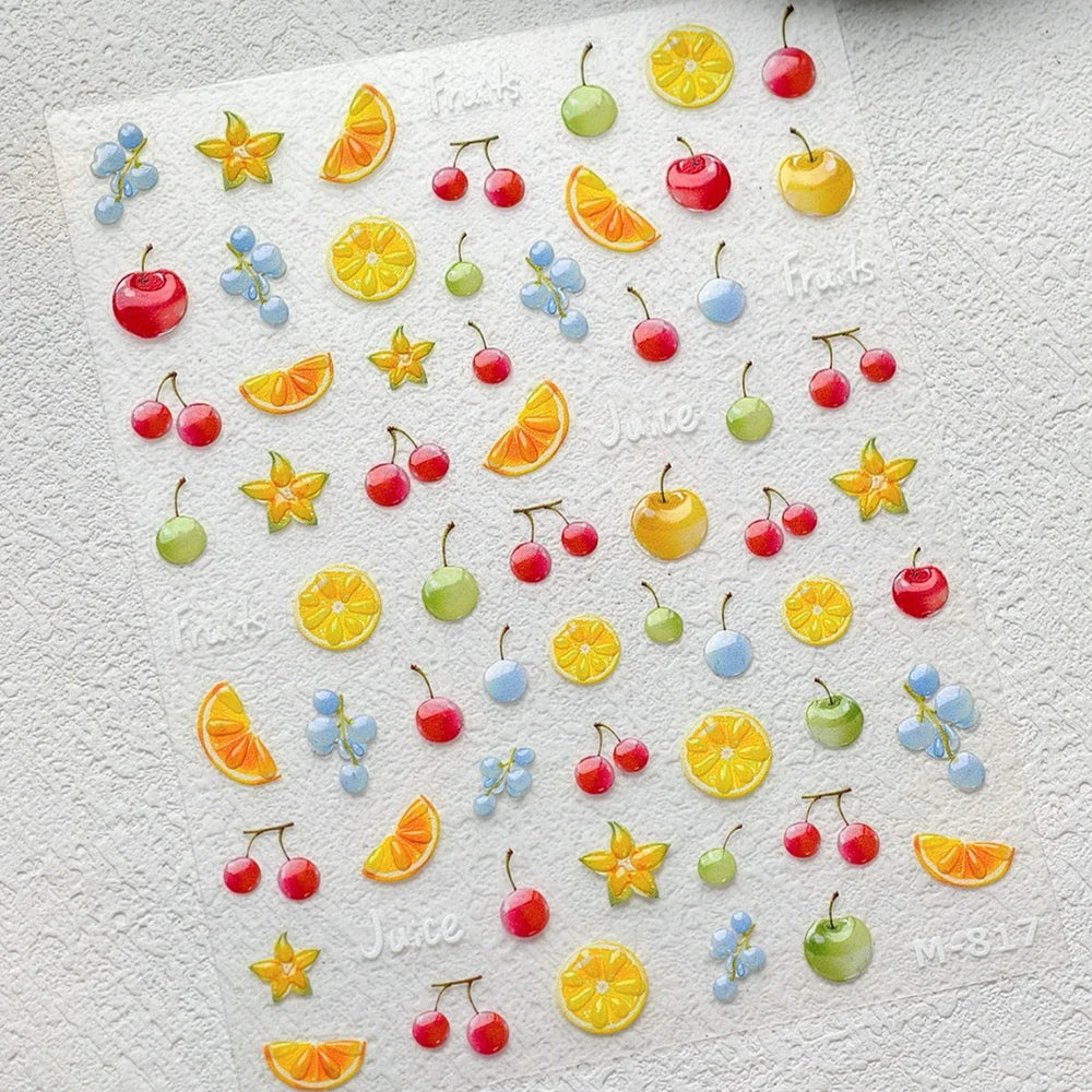Carambola Grape Honey Peach Cherry Pineapple Pineapple Orange Apple Lemon Bromeliad Fruit Jelly Nail Art Sticker Manicure Decals (ONLINE ORDER ONLY)