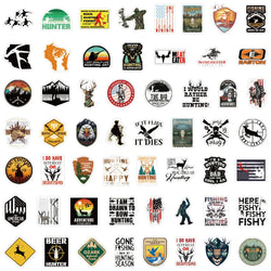 10/30/50/100pcs Cool Outdoor Hunting Stickers Waterproof Decals Luggage Laptop Water Bottle Bike Notebook Car Sticker Kid Toy (ONLINE ORDER ONLY)