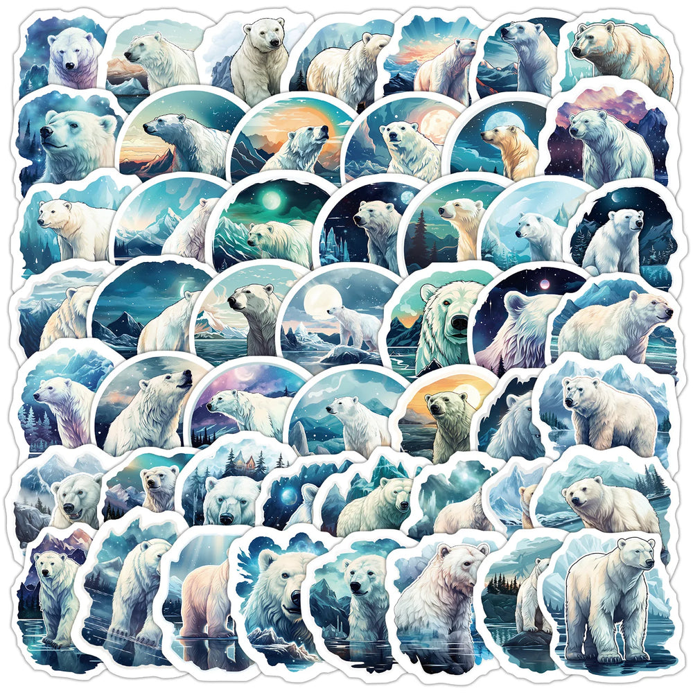 50pcs Cute Polar Bear Graffiti Stickers for Helmet, Wall, DIY Decoration (Online Order Only)