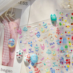 Colorful Swimsuit Bikini Fresh String Bag Vegetables Fruits Summer Beach Underwear Sunscreen Nail Art Stickers Manicure Decals (ONLINE ORDER ONLY)