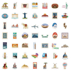 10/30/50/100PCS World Famous Building Stickers Travel Landmark Waterproof Guitar Suitcase Laptop Phone Luggage Car Sticker Decal (ONLINE ORDER ONLY)