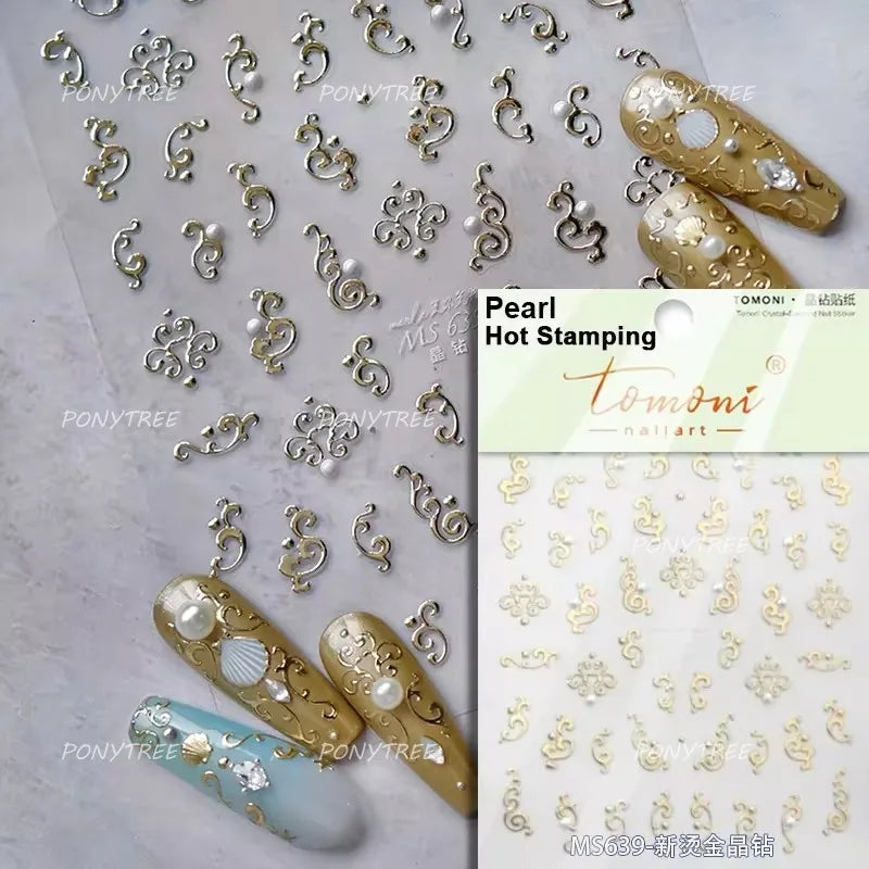 Baroque Figure Flower Totem Geometric Star Love Heart Hot Stamping Embossed Relief Self Adhesive Nail Art Sticker Manicure Decal (ONLINE ORDER ONLY)