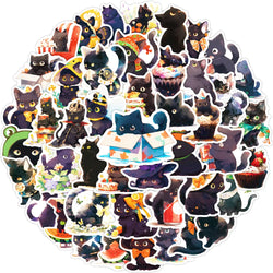Black Cat Stickers Pack - Cute Aesthetic DIY Graffiti Luggage Toy (ONLINE ORDER ONLY)