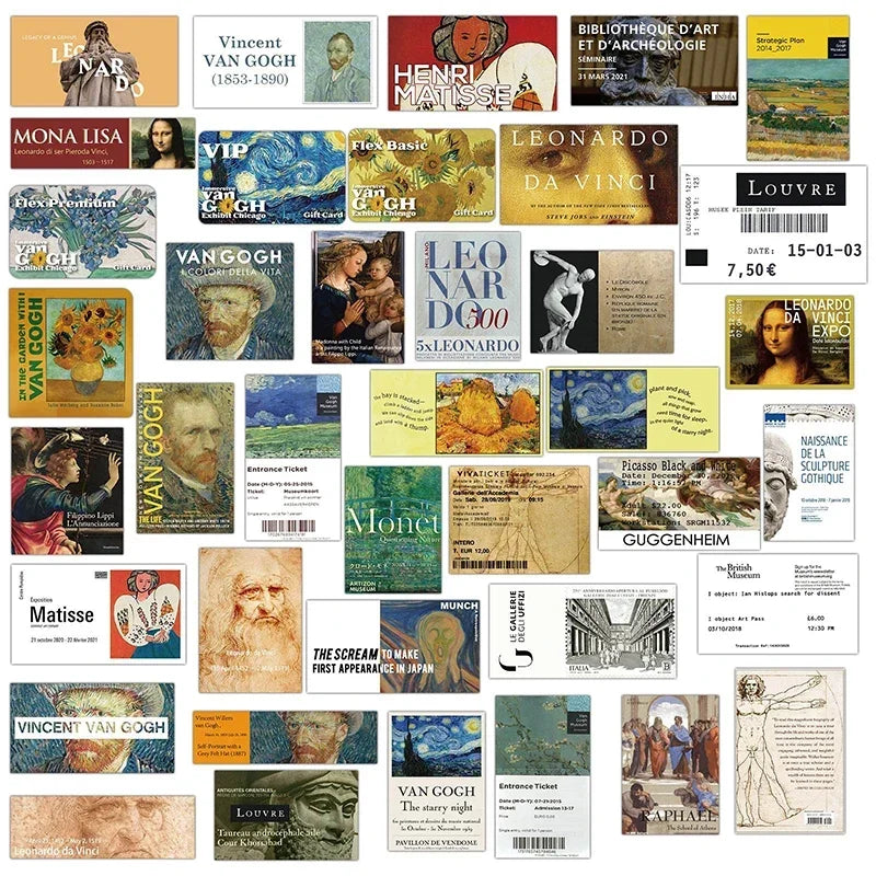 10/30/50PCS Vintage Oil Painting Sticker Aesthetic PVC Children's Stationery Sketchbook Sticky Diary Scrapbook Supplies for Kids (ONLINE ORDER ONLY)