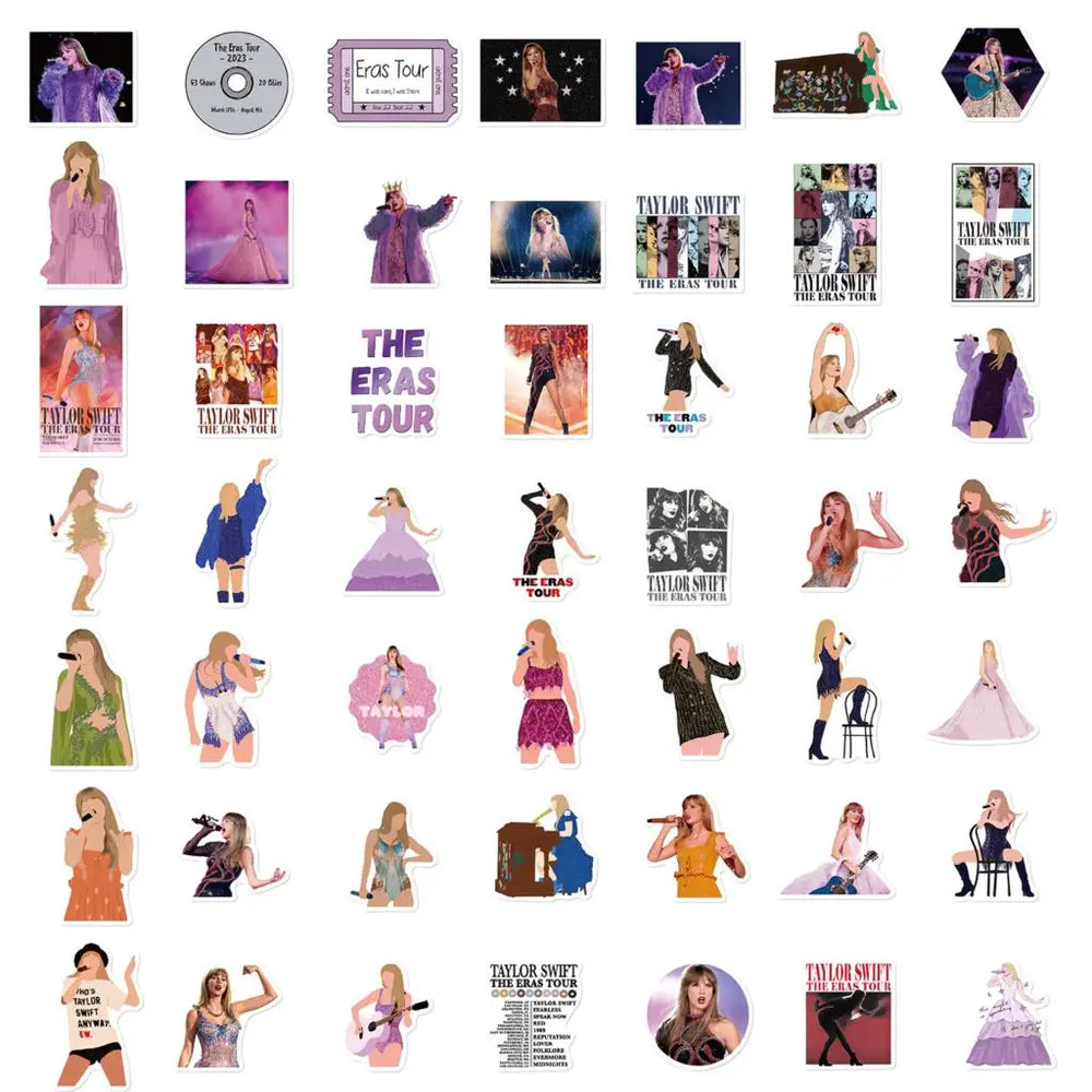 10/50PCS The Eras Tour Singer Stickers Pack DIY Skateboard Motorcycle Suitcase Stationery Decals Decor Phone Laptop Toys (ONLINE ORDER ONLY)