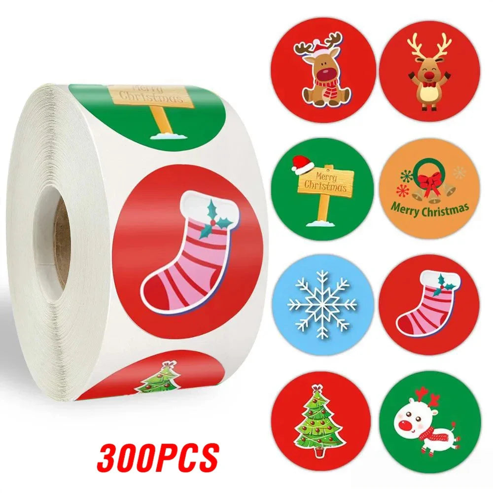 100-500pcs Merry Christmas Sticker Holiday Party New Year Decoration Gift Box Seal Sticker Baking Label Packaging Sticker (ONLINE ORDER ONLY)