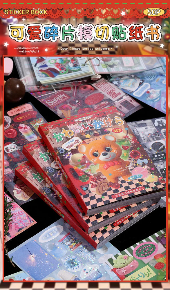 50 Pages Cute Fragments Series Cut Film Sticker Book Y2K Sticker Journal Handbook Scrapbooking Kawaii Decoration Sticker Gift (ONLINE ORDER ONLY)