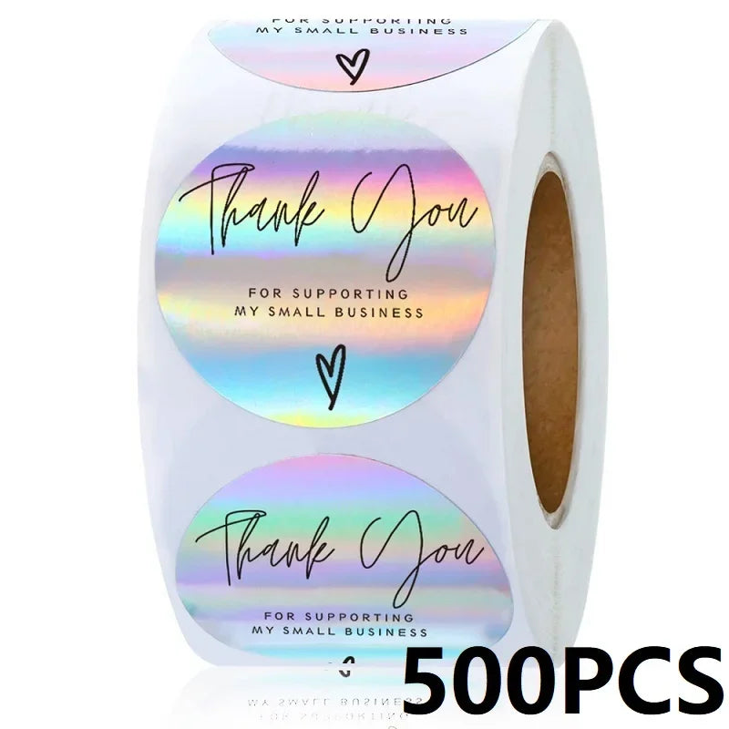 100-500PCS New Thank You Stickers for Business Packaging Stickers Rolling Sticker Roll Merci Small Home Made Lables TZ007-A (ONLINE ORDER ONLY)