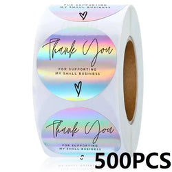 100-500PCS New Thank You Stickers for Business Packaging Stickers Rolling Sticker Roll Merci Small Home Made Lables TZ007-A (ONLINE ORDER ONLY)