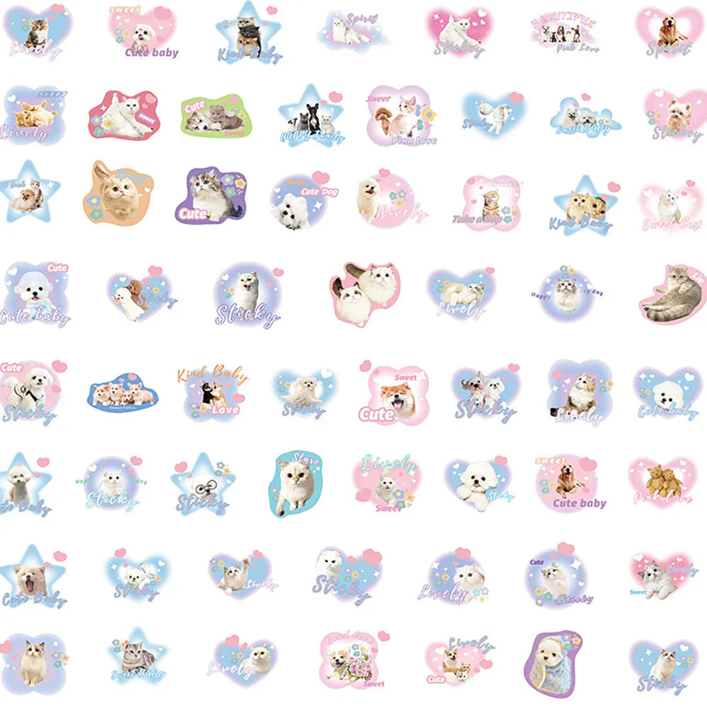 10/30/60/120PCS Cute Pet Dog Cat Stickers Cartoon Decals DIY Waterproof Scrapbook Phone Suitcase Skateboard Fridge Graffiti Toys (ONLINE ORDER ONLY)